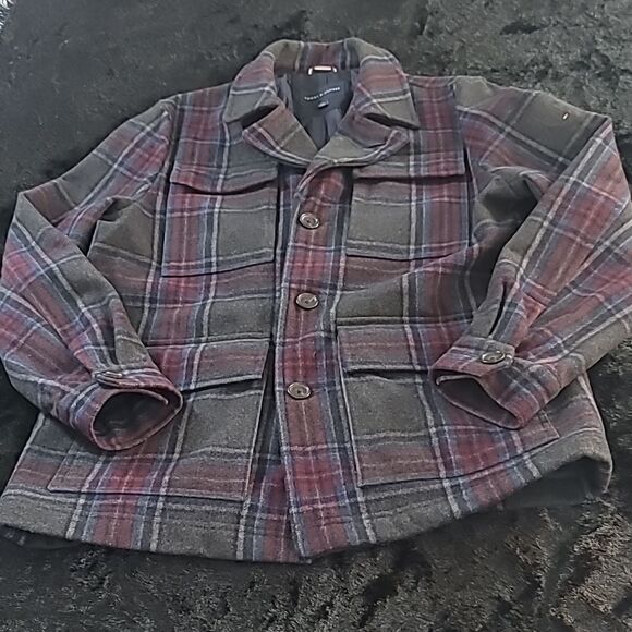 Tommy Hilfiger Mens Plaid Wool Utility Coat - Picture 5 of 11